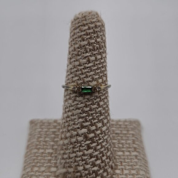 Size 6 Worn Gold Plated Over Sterling Silver Cubic Zirconia Ring A2906 - Picture 1 of 7